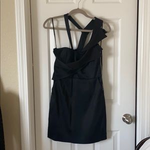 Black satin cocktail dress